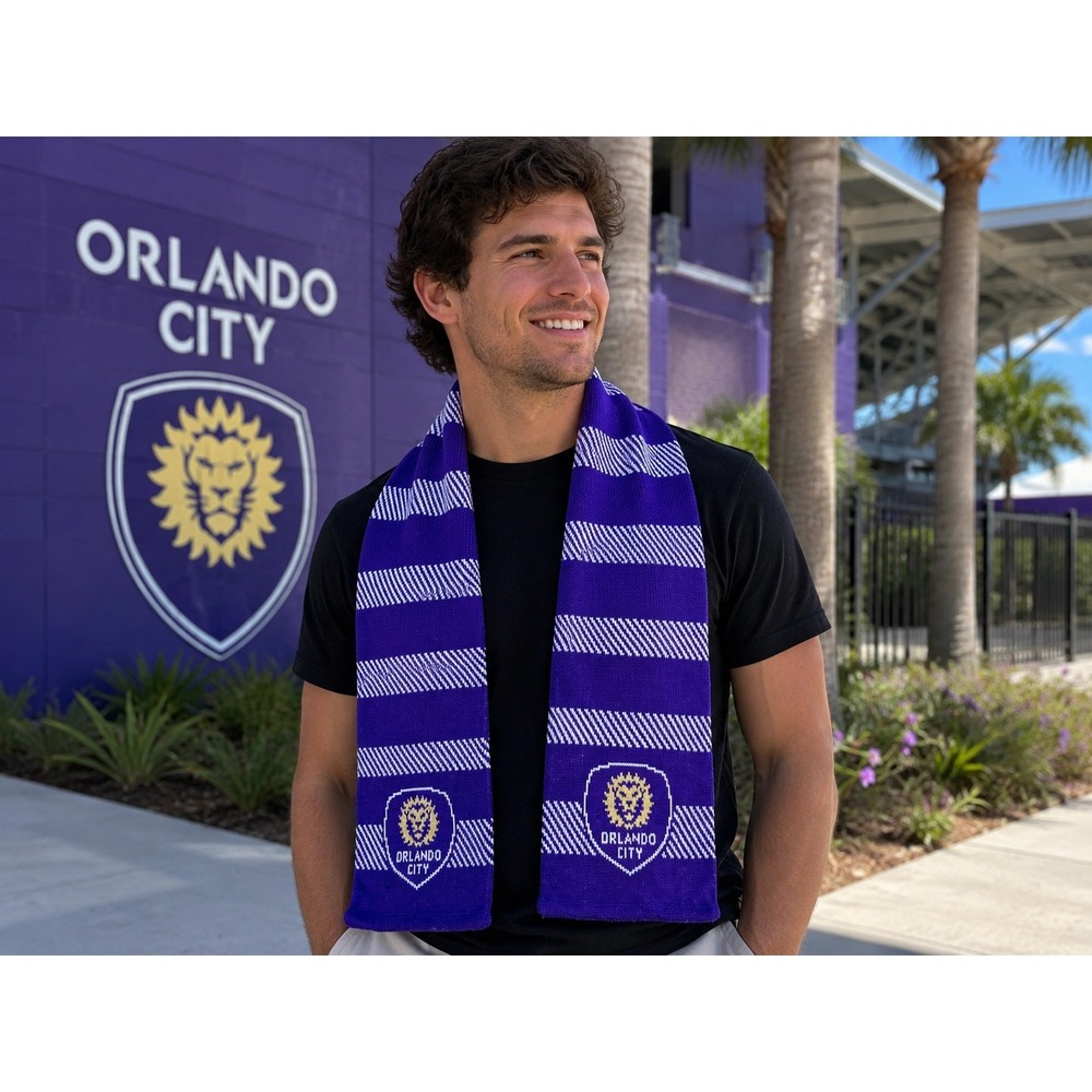 Ruffneck Orlando City SC MLS Soccer Supporters Scarf Purple White Knit Fan